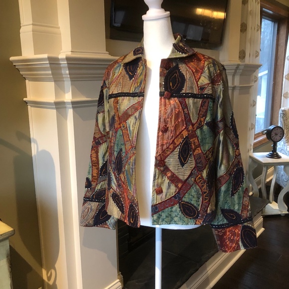 Anage Vintage Multicolored Patchwork Jacket Size Small Long Sleeve - Picture 2 of 11